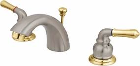 Kingston Brass KB959 Magellan II 4-Inch to 8-Inch Mini Widespread Lavatory Faucet with Metal lever handle, Polished Brass and Brushed Nickel