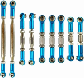 KingVal Replacement 9PCS Adjustable Metal Linkage Pull Rod Servo Link RC Parts Compatible with WLtoys 1/12 12428 12427 12423 RC Car (Blue)