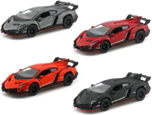 KiNSMART Lamborghini Veneno 1:36 Scale 5 Inch Die Cast Metal Model Toy Super Car Set Of 4
