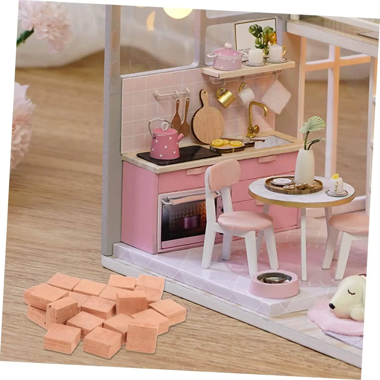 Kisangel 4sets 40pcs Miniature Simulation Bricks for DIY Micro Landscaping and Model Building Square Shape Brick Decors for Design and Imaginative Play 40pcs*4