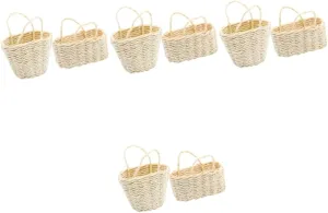 Kisangel 8pcs Mini Woven Basket Dollhouse Decor Mini House Supplies Charming Rattan Accessories for Bedroom Home Decoration Compact and Stylish Ornaments