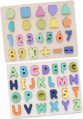 Kisangel 2 Sets Colorful Educational Jigsaw Building Block for Early Education for Ages Includes Numbers and Letters Develops Letter Recognition and Cognitive Skills