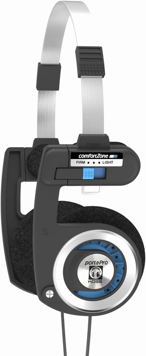Koss Porta Pro Classic On-Ear Headphones, Retro Style, 3.5mm Wired Plug, Durable, Black/Silver