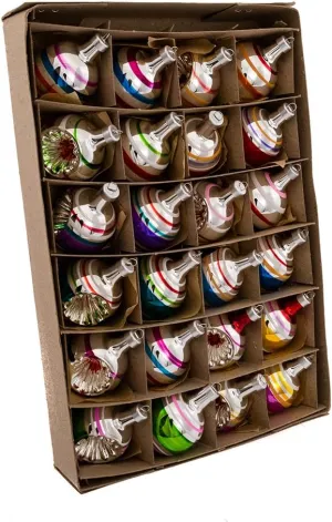 Kurt Adler Early Years Mini Glass Ornament Set of 24 - Ball and Reflector (YAMGC0284), Christmas