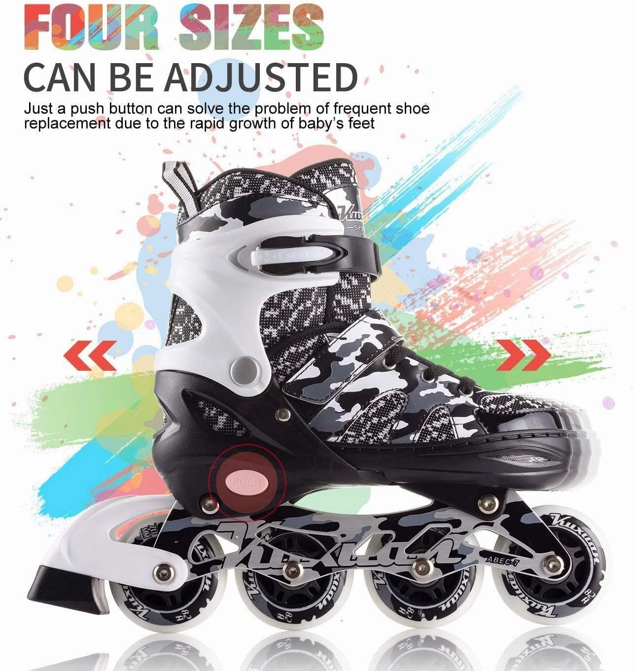 Kuxuan Boys Adjustable Inline Skates with Light up Wheels, Fun Illuminating Skates for Kids Girls Youth
