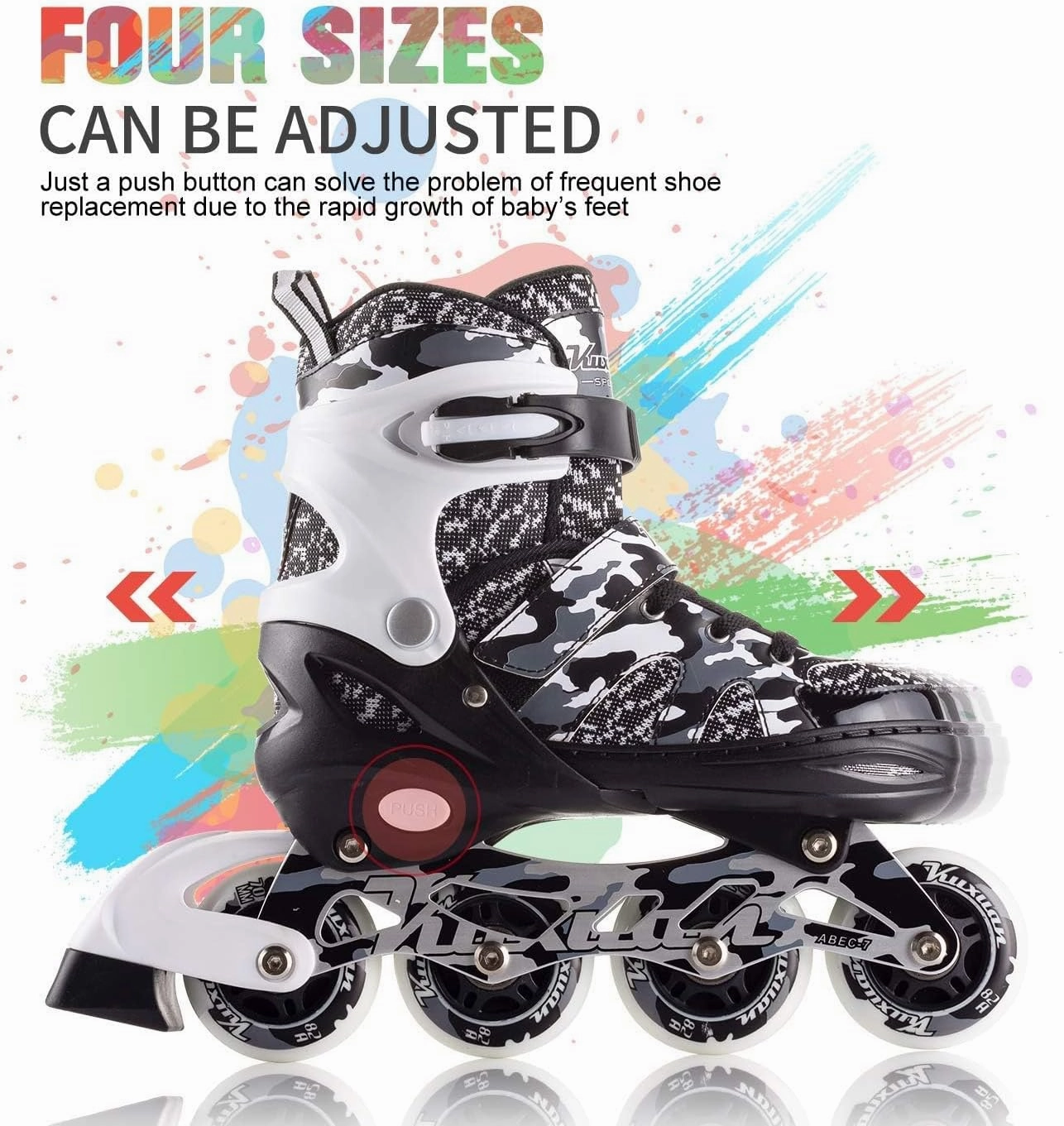 Kuxuan Boys Adjustable Inline Skates with Light up Wheels, Fun Illuminating Skates for Kids Girls Youth