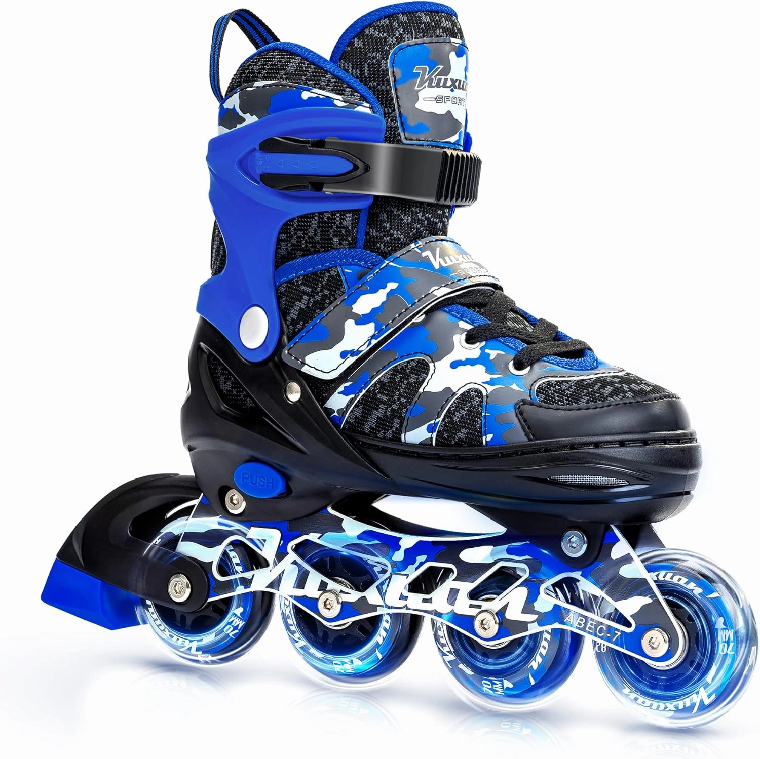 Kuxuan Boys Adjustable Inline Skates with Light up Wheels, Fun Illuminating Skates for Kids Girls Youth