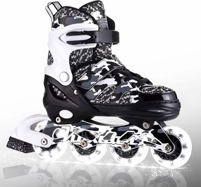 Kuxuan Boys Adjustable Inline Skates with Light up Wheels, Fun Illuminating Skates for Kids Girls Youth