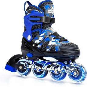 Kuxuan Boys Adjustable Inline Skates with Light up Wheels, Fun Illuminating Skates for Kids Girls Youth