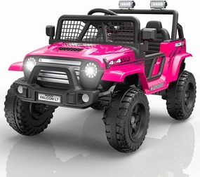 L7 Kids Ride On Car, 2WD Kids Electric Car w/LED Display, Remote Control, Spring Suspension, Bright Lights, Multimedia Functions, Including Wireless, Music, AUX, Ideal Xmas & Birthday Gifts