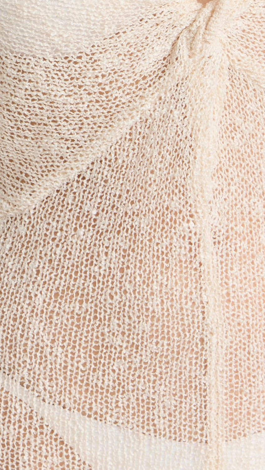 L*Space Palisades Cover-Up for Women, Knit Sweater Mini Dress Featuring Long Bell Sleeves, Deep-V and Neckline Twist