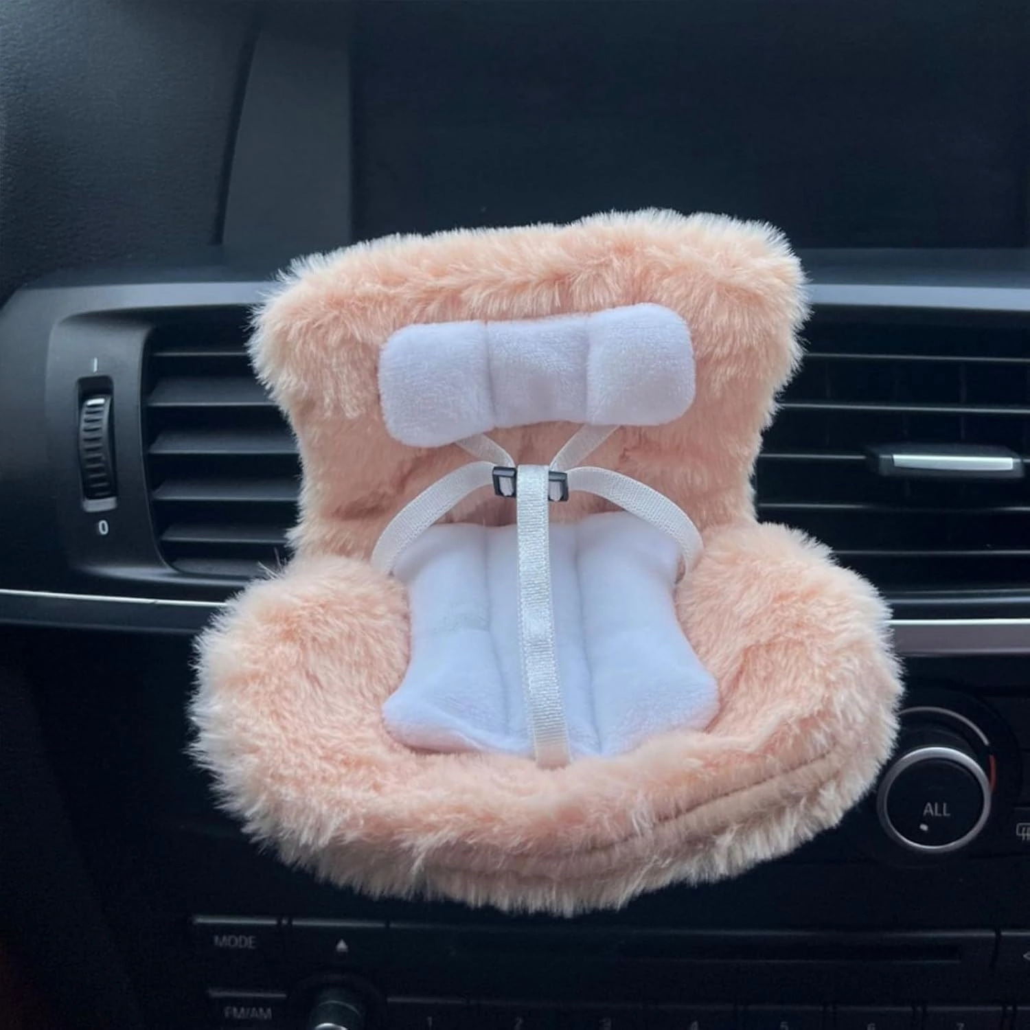 La-bubu Car Seat with Soft Furry Cushion for 10-17cm Dolls, La-bubu Accessories, Car Air Vent Decor, Includes Seat Leg for Desktop Display