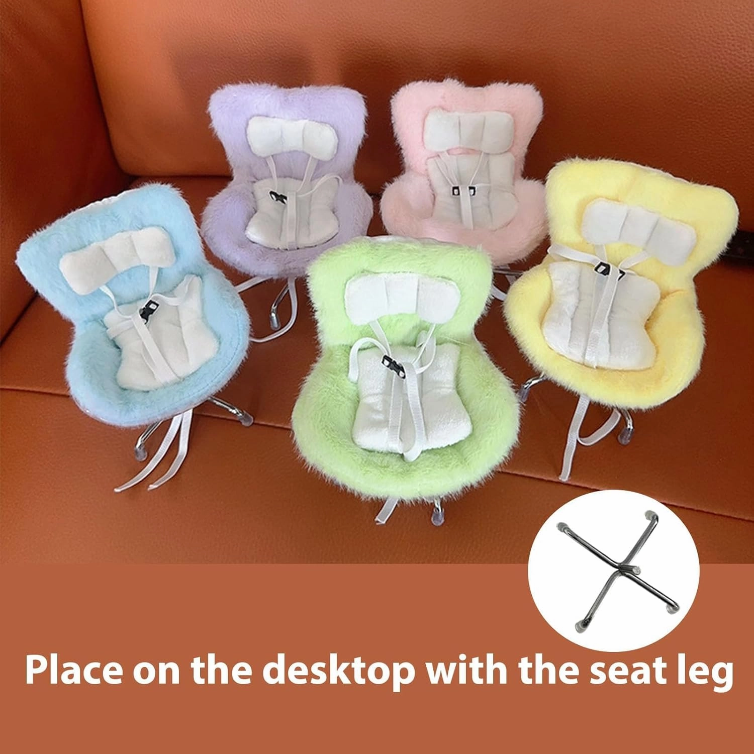 La-bubu Car Seat with Soft Furry Cushion for 10-17cm Dolls, La-bubu Accessories, Car Air Vent Decor, Includes Seat Leg for Desktop Display