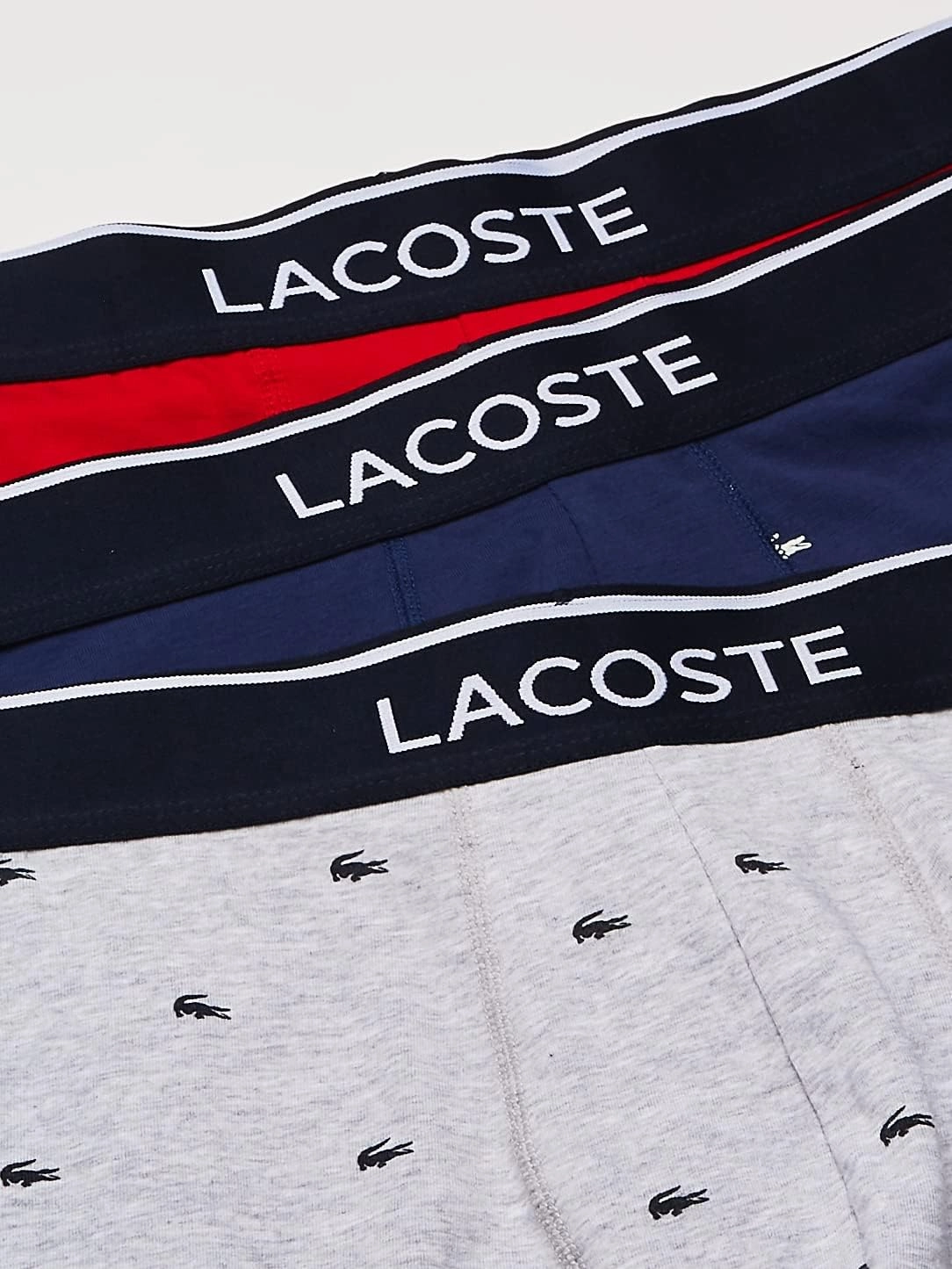 Lacoste Men's Cotton Stretch Mini Croc Print Boxer Briefs, 3-Pack