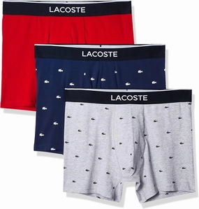 Lacoste Men's Cotton Stretch Mini Croc Print Boxer Briefs, 3-Pack