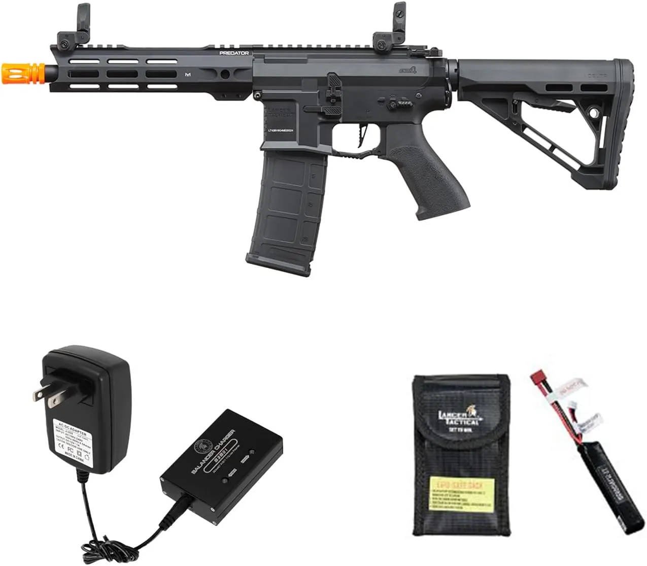 Lancer Tactical Gen 4 Nebula II ETU Predator 8" CQB Battery Pack Full Steel Airsoft Gun (Battery & Charger Inclueded)