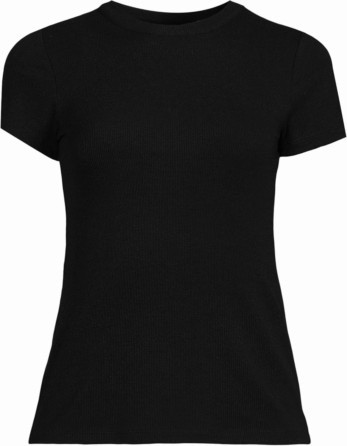 Lands' End Women's Drapey Rib Fitted Short Sleeve Mini T-Shirt