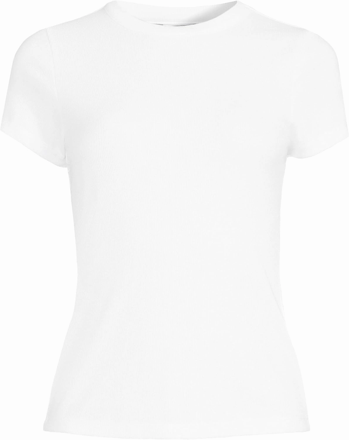 Lands' End Women's Drapey Rib Fitted Short Sleeve Mini T-Shirt