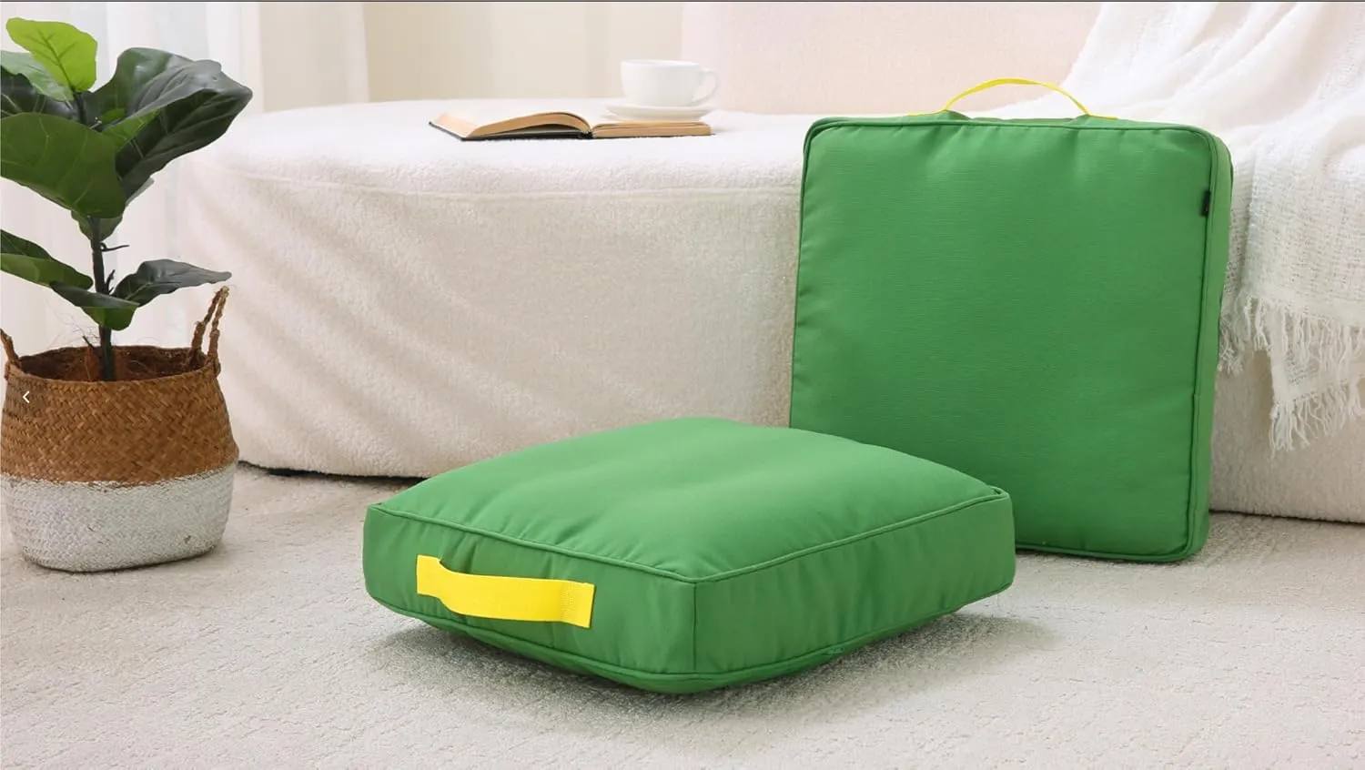 Large Floor Pillow Meditation Cushion Square Floor Cushions for Adults,Premium Washable Outdoor Cushions Seat-Yoga Pillows for Sitting on Floor 18" Green