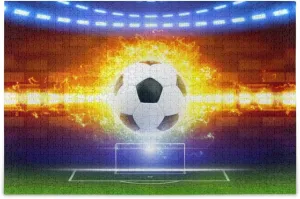 Large Jigsaw Puzzle 500 Piece Burning Soccer Ball Puzzle Toy DIY with Educational Intellectual Fun Family Game Puzzle Art for Adult Kids
