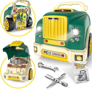Large Truck Engine Toys for 4 Year Old Boys - Educational Model Engine Mechanic Build Playset w/Lights & Sounds, Take Apart Toy Motor Service Repair Shop Trucks for Kids & Toddler Gifts for 3 4 5 6 7