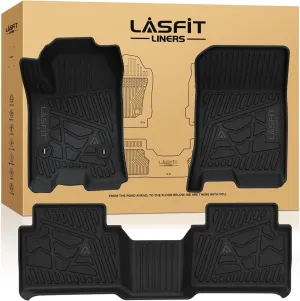 LASFIT Floor Mats for Chevrolet Chevy Colorado/GMC Canyon Crew Cab 2023 2024 2025 (Fit Carpet Floor), All Weather TPE Custom Fit Floor Mats for Cars, 1st and 2nd Row Car Floor Mats Full Set, 3 PCS
