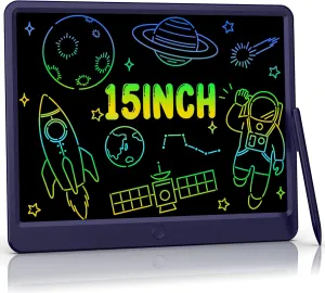 LCD Writing Tablet 15 Inch, Colorful Erasable Doodle Board Drawing Pad, Magic Drawing Tablet for Kids Toddler, Reusable Electronic Doodle Pad, Educational Toys Gifts for 3-12 Year Old Boys Girls