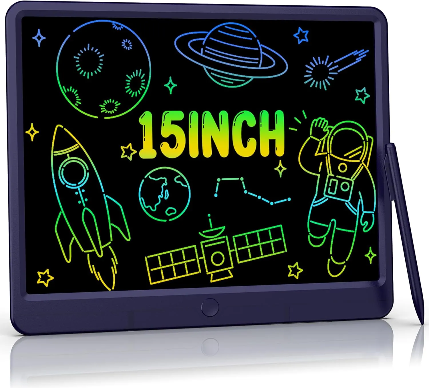 LCD Writing Tablet 15 Inch, Colorful Erasable Doodle Board Drawing Pad, Magic Drawing Tablet for Kids Toddler, Reusable Electronic Doodle Pad, Educational Toys Gifts for 3-12 Year Old Boys Girls