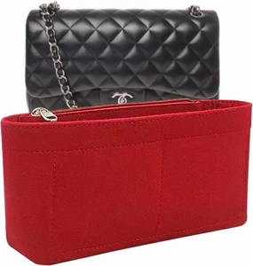 Lckaey Purse Organizer Insert for Classic Flap mini bag Shaper Purse Insert - Premium Handbag Felt Organizer 2009red-mini
