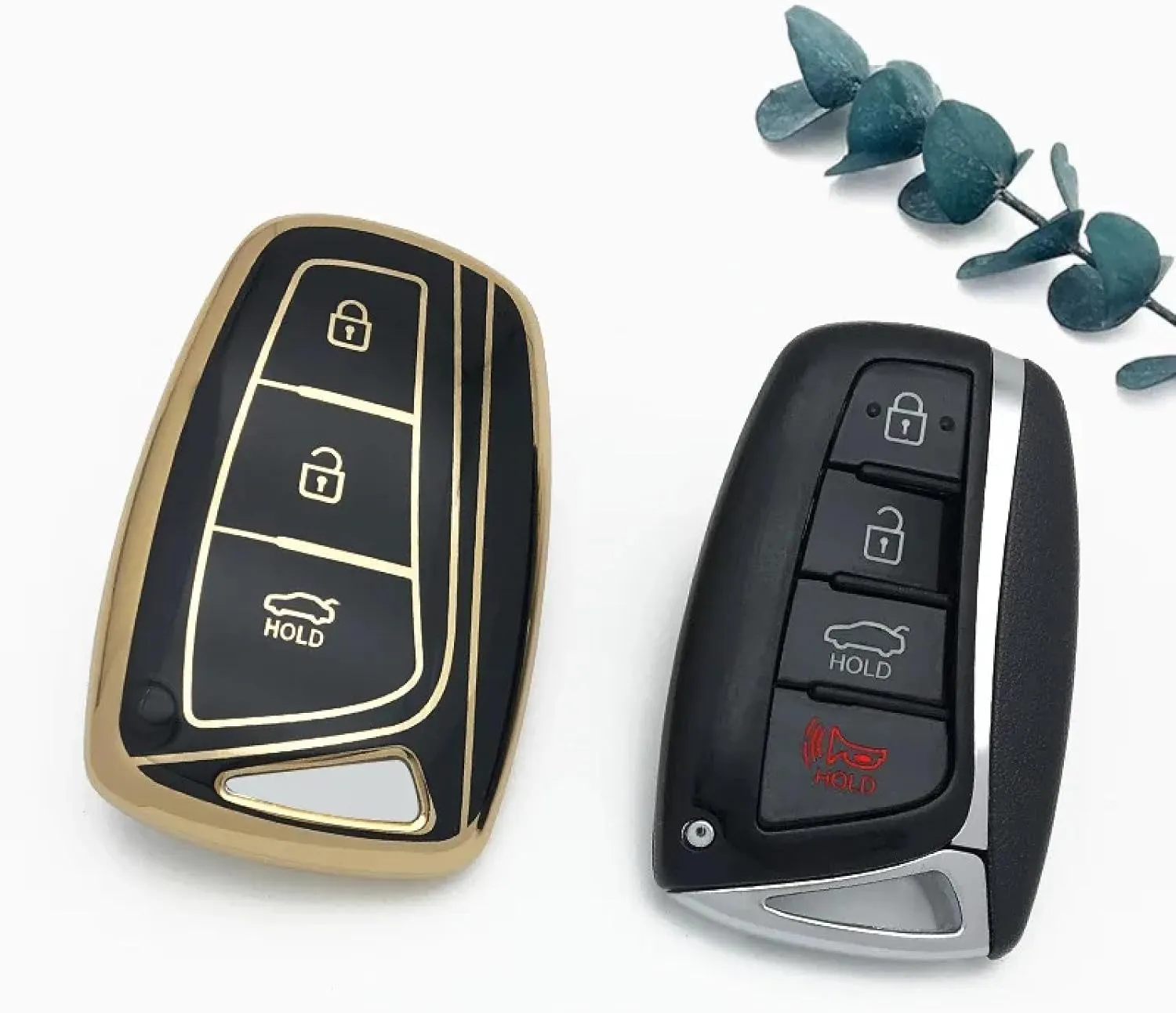 LeaHY for Hyundai Grandeur HG Sedan Genesis G80 Santa Fe 3DM Grand Santafe 2018 IX45 EQUUS Azera Remote Key Case Cover Holder 3buttonblack