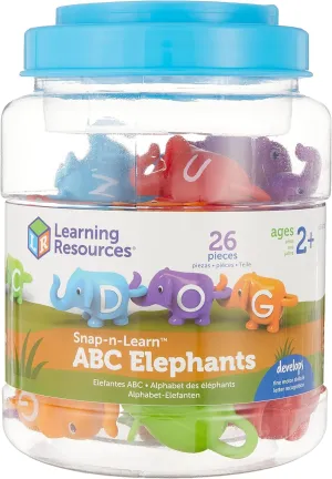 Learning Resources Snap-n-Learn ABC Elephants, Educational Toys, Alphabet Elephant Toy, Fine Motor Toys, Counting and Sorting Toys, Ages 2 