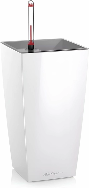 Lechuza Cubi Premium 9 Planter with Water Level Indicator, Mini, White High-Gloss