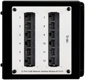 Legrand - OnQ Network Interface Module for Wireless Modem, Home Network Board with 12 Port Switch Design, Cat6 Network Interface Module Labeled 1 Through 12, Black and White, AC1015