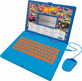 Lexibook Hot Wheels, Educational and Bilingual Laptop in English/Spanish, Toy for Children with 124 Activities to Learn, Play Games and Music, Blue, JC598HWi2