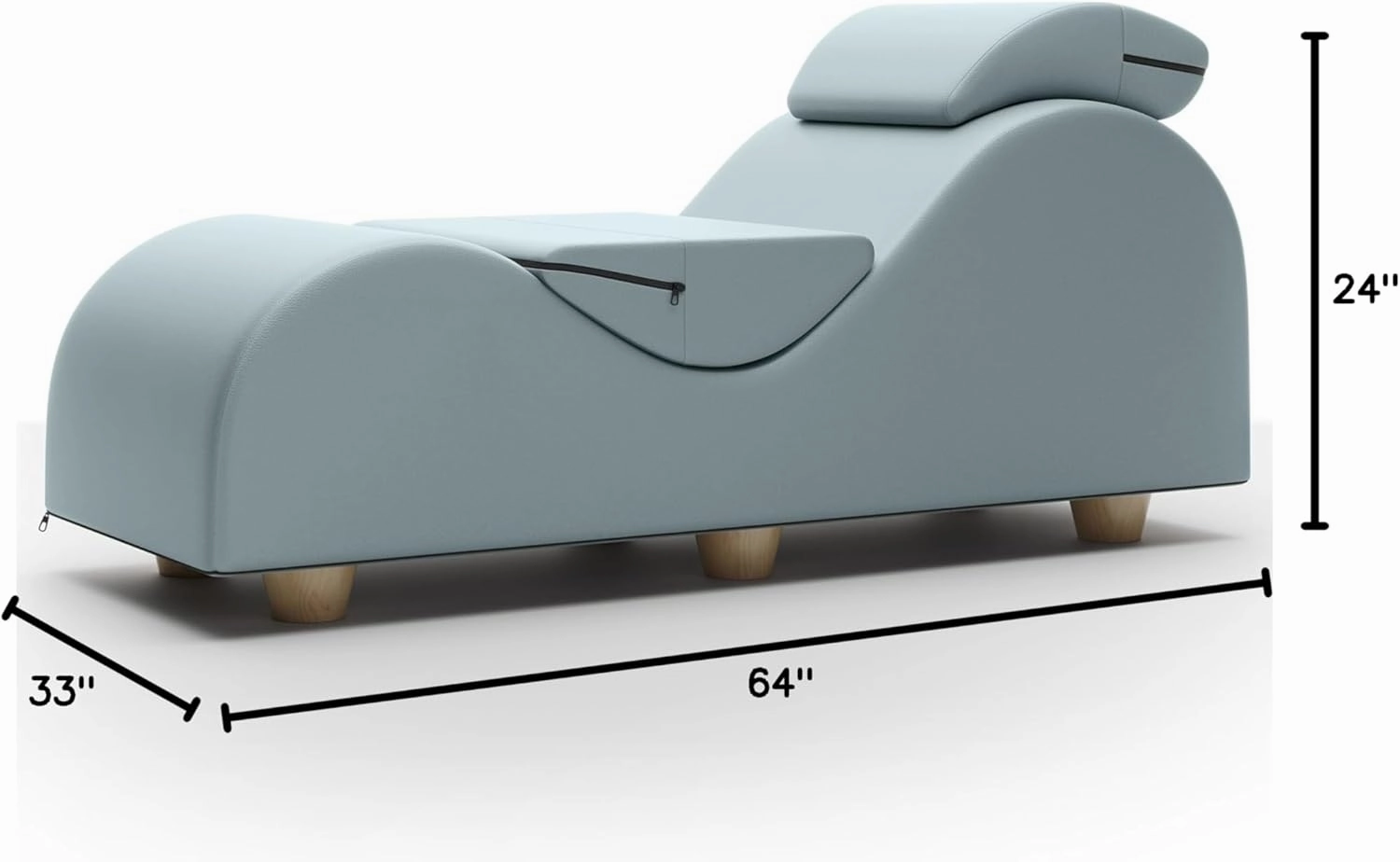 Liberator Esse Lounger II Luxurious Lounger w/Wood Feet, Ultraleather Sterling Blue