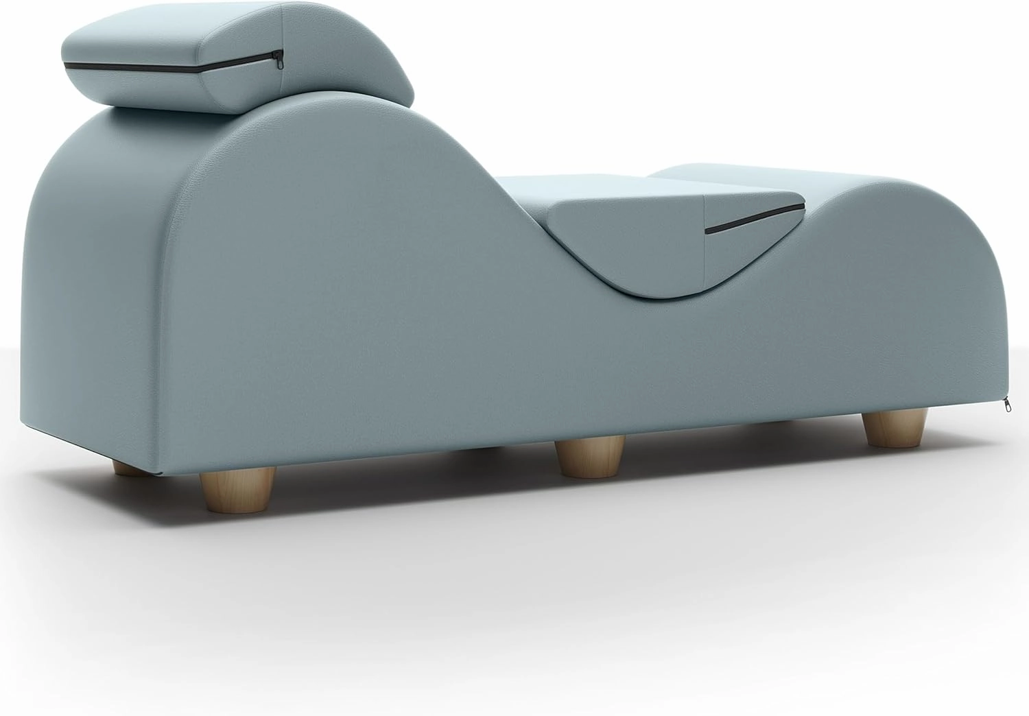Liberator Esse Lounger II Luxurious Lounger w/Wood Feet, Ultraleather Sterling Blue