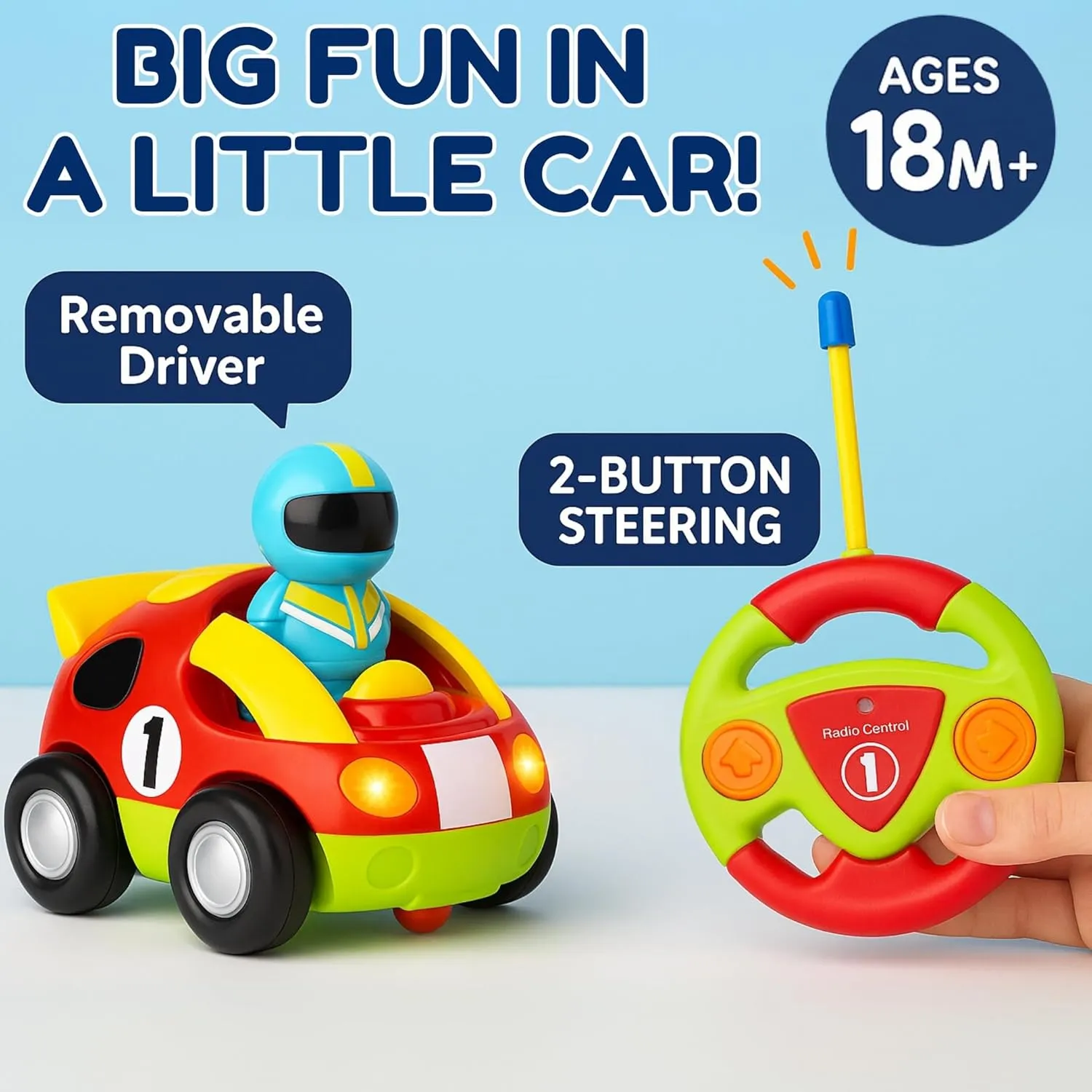 Liberty Imports My First Cartoon RC Remote Control Cars for Toddlers Ages 1-3, Radio Control Toy for Baby, Kids 18 Months  (Race Car)