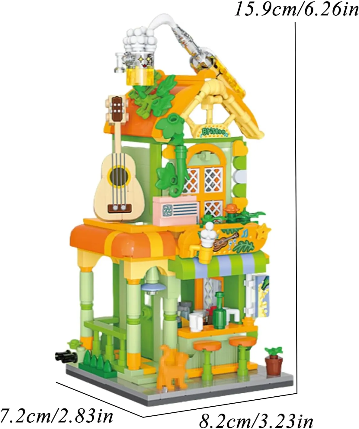 Light and Shadow Hotel Building Blocks Model Set, City MOC Creative Store Model DIY Toys, 498 Pcs Simulation Architecture Building Bricks, Gift for Kids and Adults (Green)