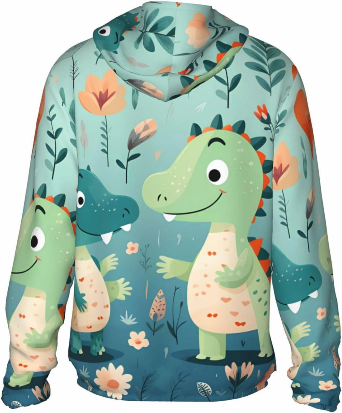 Lightweight UV Protection Sun Jacket, Lovely Little Dinosaur Baby Print Sportswear Hooded Sunblock Shirt for Outdoor