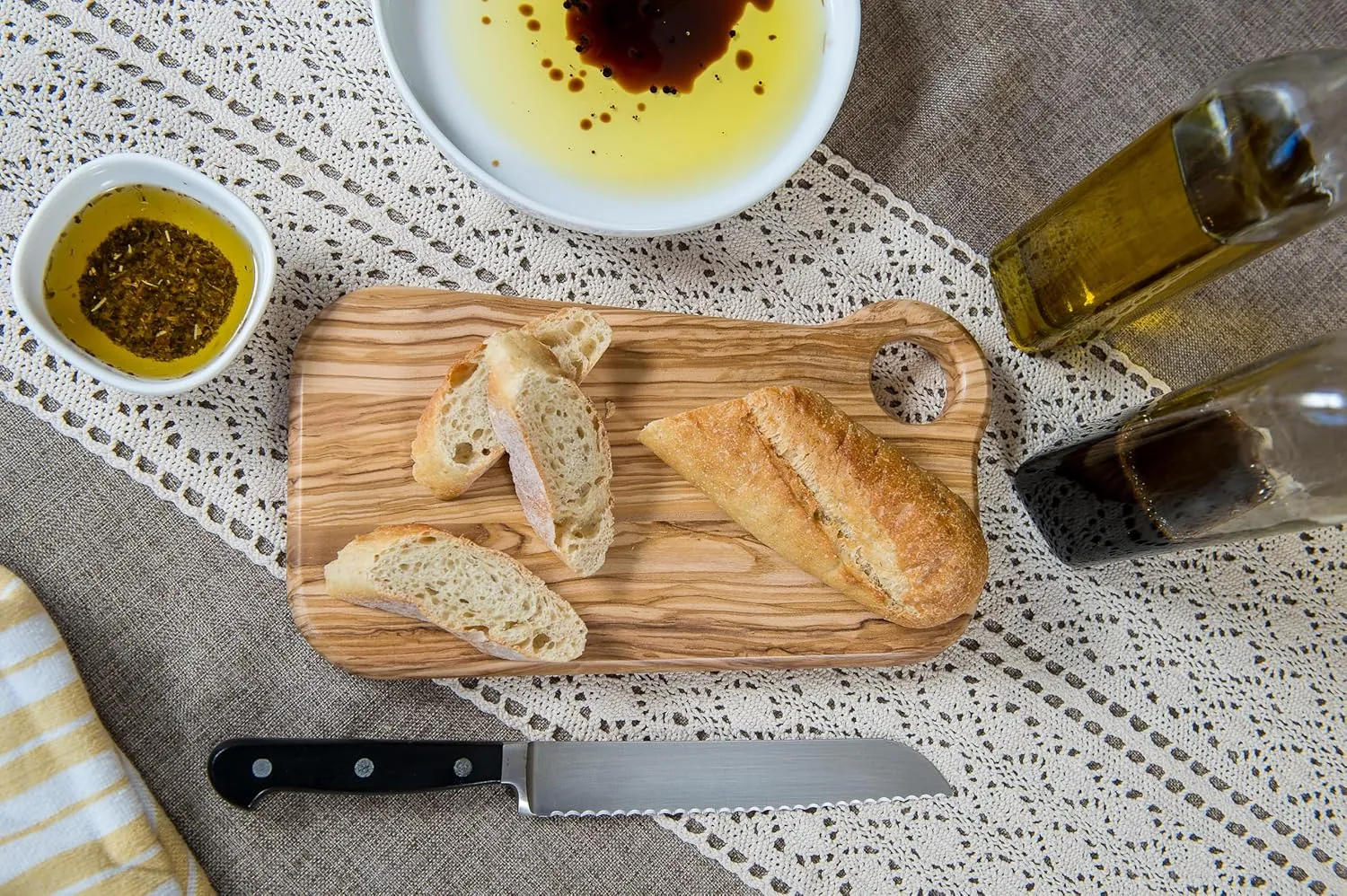 Lipper International Olive Wood Cutting and Serving Board with Rounded Edges for Hors D’oeuvres, Cheeses, Meats or Snacks, Large, 11.8" x 6.3" x 0.8"