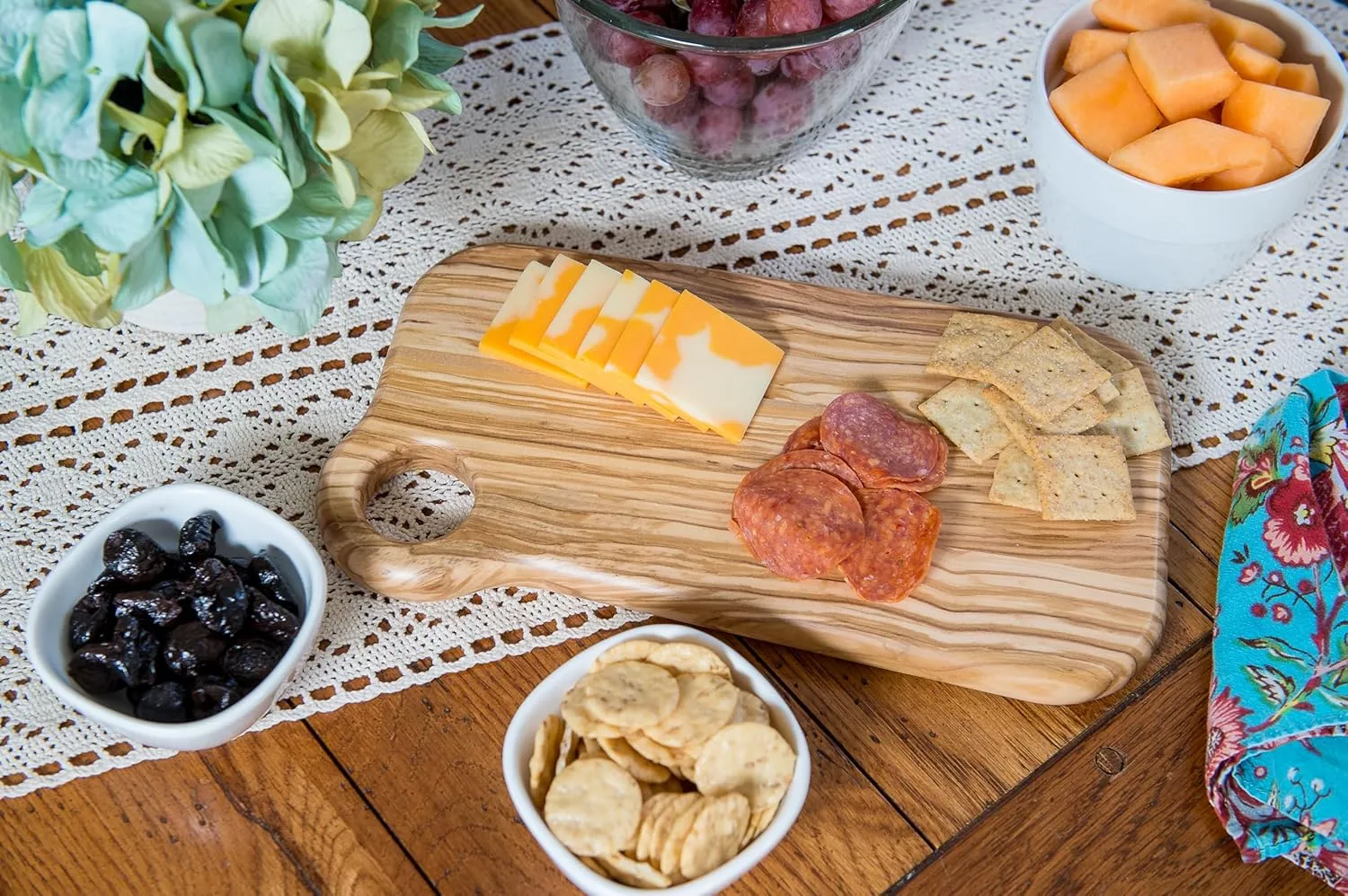 Lipper International Olive Wood Cutting and Serving Board with Rounded Edges for Hors D’oeuvres, Cheeses, Meats or Snacks, Large, 11.8" x 6.3" x 0.8"