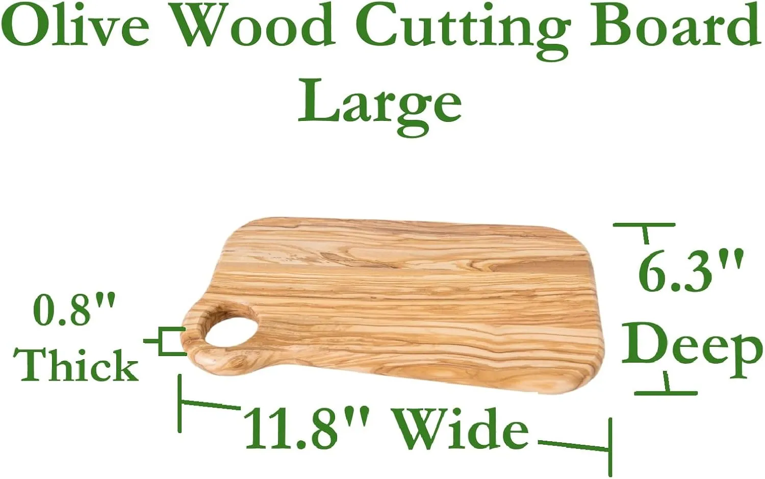 Lipper International Olive Wood Cutting and Serving Board with Rounded Edges for Hors D’oeuvres, Cheeses, Meats or Snacks, Large, 11.8" x 6.3" x 0.8"