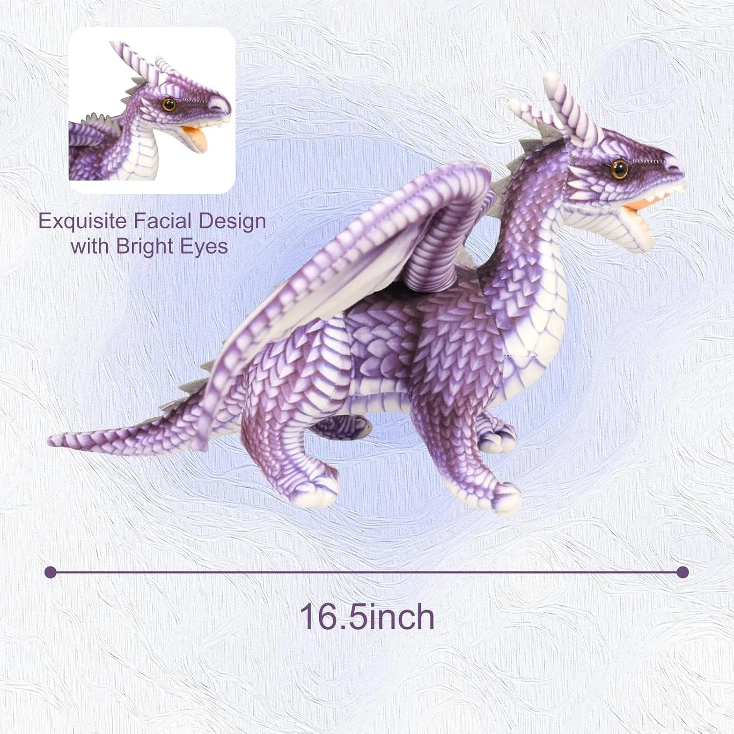 Little Flying Dragon - Cute Dinosaurs Stuffed Animal Plush Toy, 16.5 Inch Adorable Soft Dragon Toy Plushies Gifts for Kids Babies Toddlers (Purple)