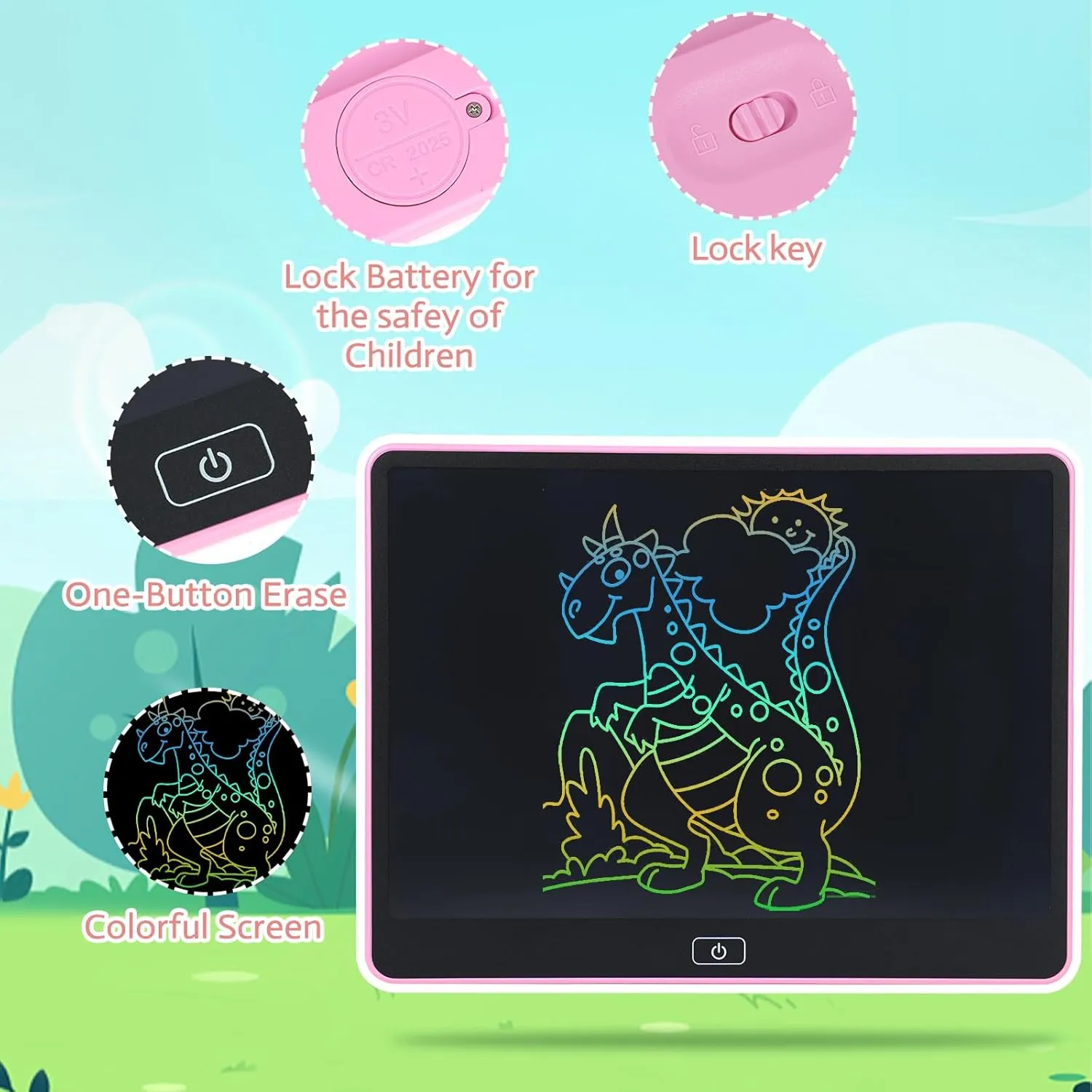 LLCD Writing Tablet for Kids 16 inch Larger Screen, Colorful Electronic Board Drawing Pad for Kids Large Drawing pad Writing Board Etch a Sketch Learning Educational Toys
