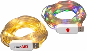LuminAID LED String Lights - 2-Pack of 32ft USB Lights with 100 LED Bulbs per Strand - Warm White and Multicolor with 8 Modes - Perfect for Camping, Backyard, Patio, Power Outages, Indoor & Outdoor