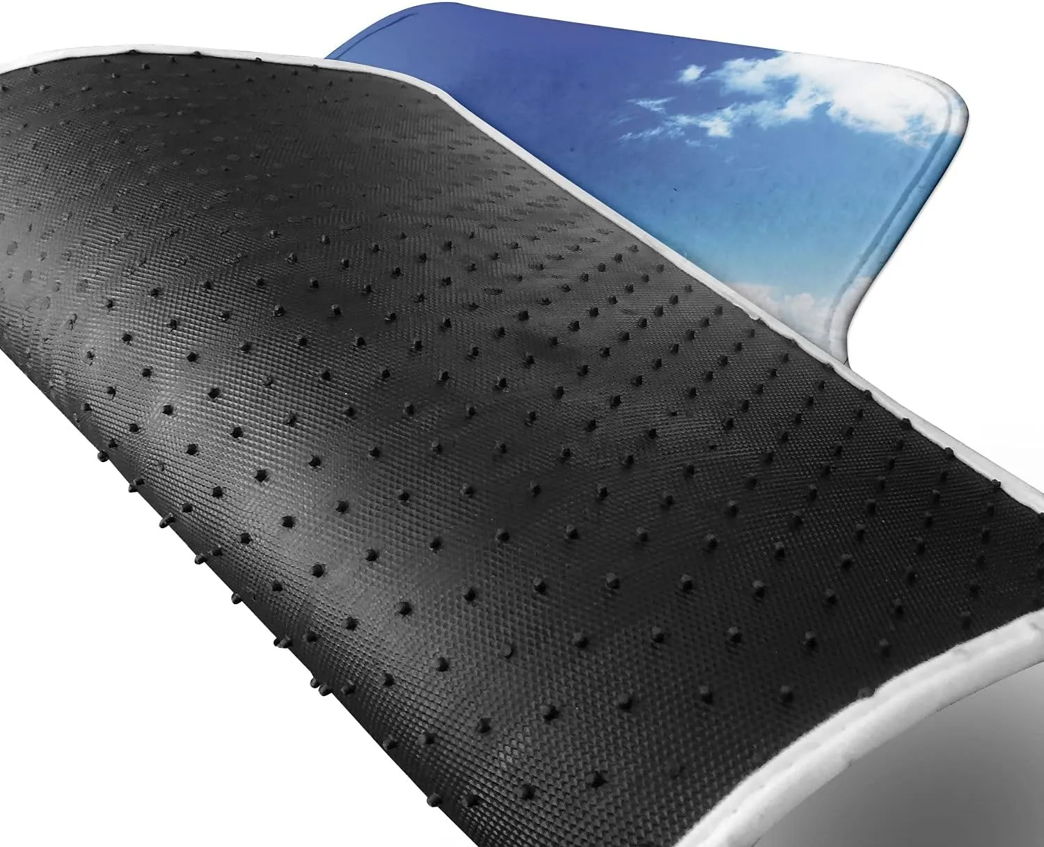 Lunarable Ocean Car Mat Set of 2, Atlantic Dominican Carribean Island View in Summer with Blue Sea and Sky, Front Seat Floor Mat Durable PVC Backing Accesory, 27.5" x 17.9", Blue Aqua and White