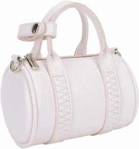 Lushandy Mini Cosmetic Bag Genuine Leather Small Makeup Bag Mini Duffle Shape Tote Bag Cute Lipstick Bag Keychain Coin Purse