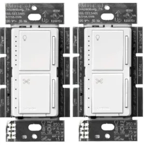 Lutron Maestro Fan Control and Light Dimmer for Dimmable LEDs, Incandescent, and Halogen Bulbs, Single-Pole, MACL-LFQ-WH, White (2-Pack)