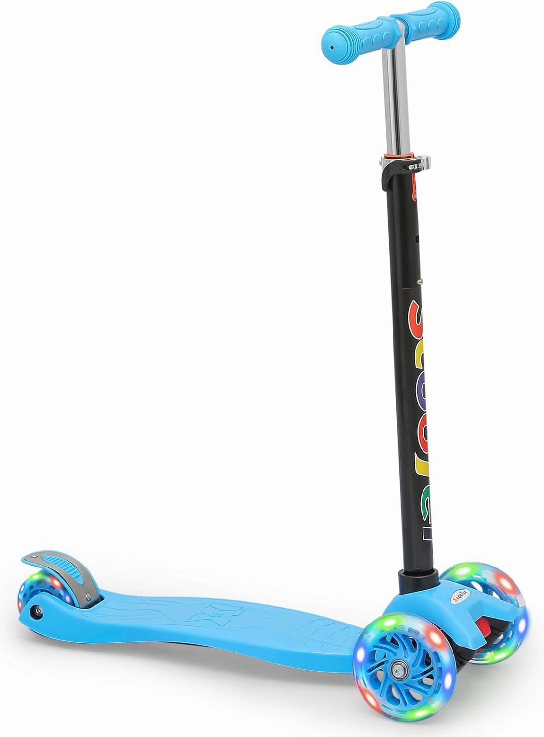 MADOG Toddler Scooter Adjustable Height with Extra Wide PU Light-Up Wheels, Lean to Steer 3 Wheel Scooter for Toddlers Ages 3-5, Toddlers Girls Boys Sports Toys, Anti-Slip & Durable Deck, Blue