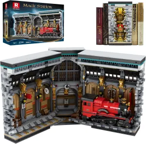 Magic Train Booknook Building Set with Lights, Creative Bookends Building Kit 66031, Bookshelf Home Decor, 2795 PCS Book Nook Model Toy Kit, Gift for Boys Girls 14  and Adults